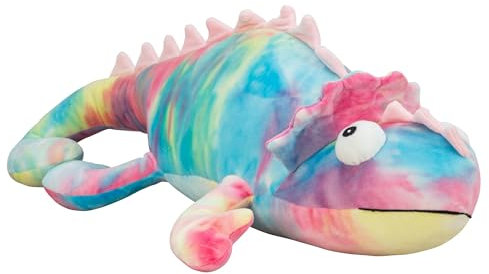 mucHome Kuscheltier Plüschtier, super weich, Spandex Bezug, Schmusetier, flauschig (Kunterbuntes Chamäleon 65cm)
