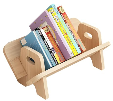 Mulaibdin Bücherregal Klein für Tisch, Kinder Holz, Book Shelf mit Griff, Schreibtisch Regal für Bücher, Mini Organizer für Büro, Kinderzimmer, Wohnzimmer