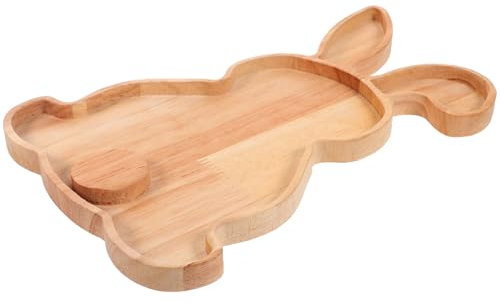 HOLIDYOYO Assiette Bois De Lapin Pour Pâques Plateau Adorable Bois Pour Snacks Et Fruits Lors De Fêtes Et Dîners