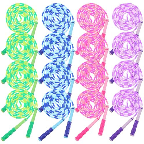 16 Pack Jump Ropes for Adults Kids, 9.2 Feet Adjustable Length Free Segmented Skipping Rope Bulk Soft Beaded Jumping Ropes for Women Men Exercise Training Workout Weight Loss
