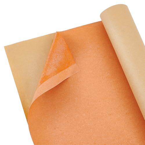 BENECREAT 1.5m Self-adhesive Leather Stiffener Roll, Leather Bag Liner, Bonded Sheet for Handbag Reinforcement, Craft Supplies for Bag Handmaking, Dark Orange, 0.4mm Thick