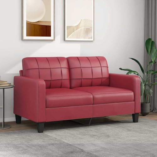 Emmtore Sofa,Couch für Wohnzimmer,Polstersofa mit Metallgestell, Loungesofa Wohnzimmersofa Wohnzimmermöbel,Kunstleder Sofa,Weinrot,140 cm