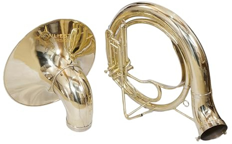 ONLIEST OVERSEAS King Size Sousaphon 61 cm Messinginstrument mit warmem Ton, glatten Ventilen, mit Mundstück und Gigbag
