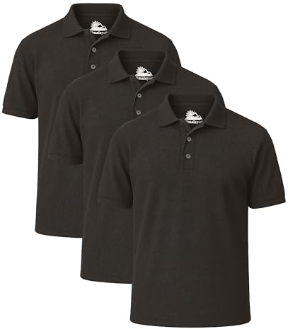 Himalayan Pack of 3 Breathable Cotton Polo Shirts for Men Adult Comfortable and Lightweight Ribbed Collar Quick Dry Short Sleeve Men's Polos, Black, XS