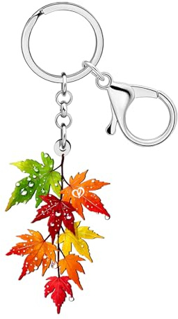WEVENI Porte-clés Feuilles D'érable en Acrylique Porte-clés Feuilles D'Automne Accessoires Plantes Cadeaux Automne pour Femmes Filles Sac Charms Porte-clés Voiture