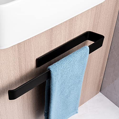 Towel Rail Self Adhesive Hand Towel Holder Black Extra Sticky | JS Hand Towel Rack Wall Mounted for Kitchen Bathroom r Anti-rust No Drill for Bathroom Kitchen Shower Storage Organiser