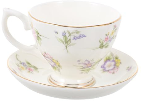 BESPORTBLE Tazze da Tè Pomeridiano in Bone China con Vassoio Tazzine Caffè per Casa e Regalo