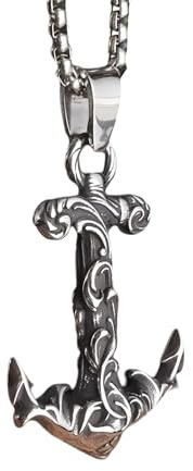 LAMGUL Mädchen-Accessoires 925 Sterling Silber Piraten-Halskette für Männer und Frauen, Ankerkette Halskette Fluch der Karibik Seemann Anker-Anhänger-Schmuck, Totenkopf-Halskette Jack Sparrow
