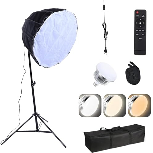 Walmeck Kit de Lumières de Photographie, Ampoule à économie D'énergie, Télécommande, Diffusion en Direct, Portrait, équipement Studio Photo D'intérieur (Prise UE)