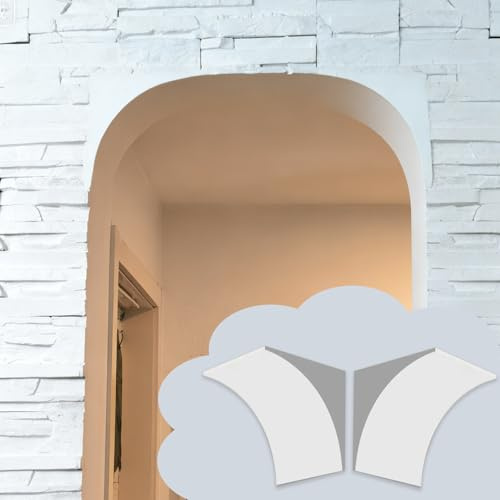 arch doorway wall molding 3D Pre-Curved Gypsum Arch Doorway Kit, Rounded Paintable Doorway Wall Arch Set, DIY Half Circle Door Frame Corners for Cafe Home Decoration(9X18x18cm/3.5x7.1x7.1in)