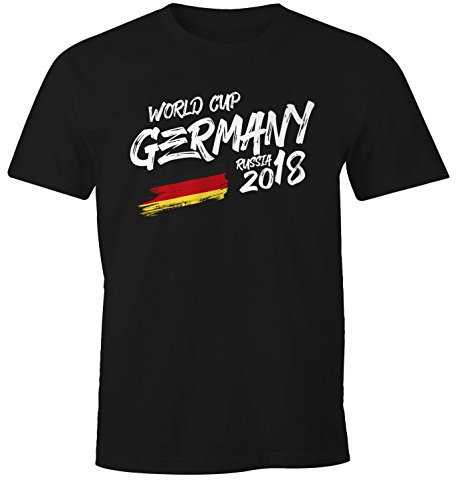 MoonWorks® Herren Fan-Shirt Deutschland WM 2018 Fußball Weltmeisterschaft Trikot Flagge schwarz XL