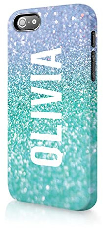 Personalised Compatible with iPhone 5 / 5s / SE 2016 Tirita Hard Case Cover PRINTED GLITTER, NOT REAL GLITTER Faded Glitter Marble Bling Sparkly Custom Initials Name Bling