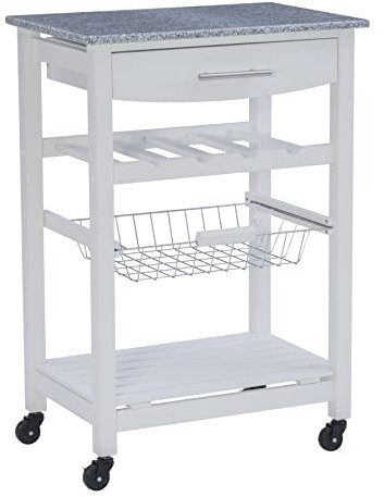 Linon Bardot Kitchen Island, Wood, White, 22.88 x 15.75 x 33.88