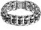 OIDEA Herren Edelsathl Fahrradkette Wolf Kopf Armband, 25mm Breit Große Biker Glieder Link Handgelenk poliert Panzerkette Kettenarmband Motorradkette, schwarz Silber