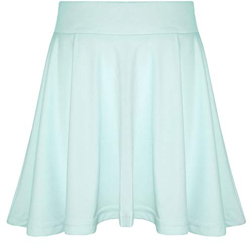 A2Z 4 Kids Girls Plain Skater Skirt Camouflage for School Trendy Soft Feel - Plain Skater Skirt Aqua 13