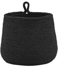 House Doctor Hang Hängekorb Jute | Ideal als Aufbewahrungskorb badezimmer | Hängeorganizer | Hängekorb Küche und bad | (Größe: B: 16 cm, H: 18 cm) Farbe = Schwarz