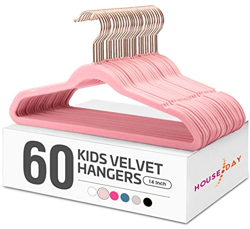 HOUSE DAY Velvet Kids Hangers 60 Pack, Premium Childrens Hangers for Closet