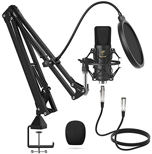 TONOR Kondensatormikrofon, Professionelles Cardioid XLR-Mikrofon mit T20-Arm, stoßfest, Pop-Filter für Aufnahme, Podcasting, Voice Over, Streaming, Home Studio, YouTube (TC20)
