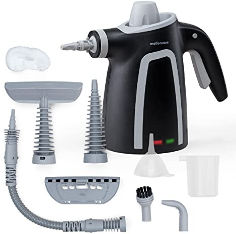 Mellerware - Limpiador a Vapor de Mano 1050W, Vaporeta Multiuso, 9 Accesorios