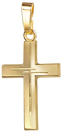 Anhänger-Kreuz mit Diamantschliff Kreuz in Kreuz Goldkreuz für Damen, Herren und Kinder Kettenanhänger 750 Gold 18 Karat mit Schmuck-Etui