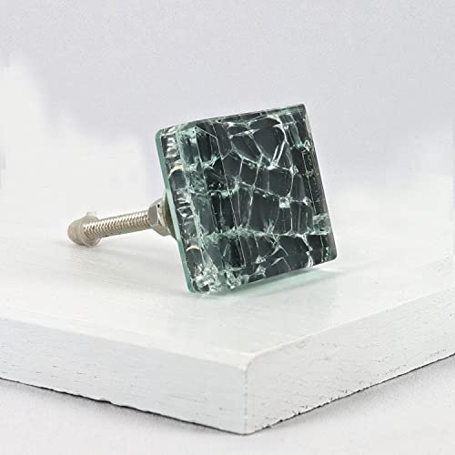 G Decor Maison Crystal Crackle Mirror Glass Pull Knobs (Grey)