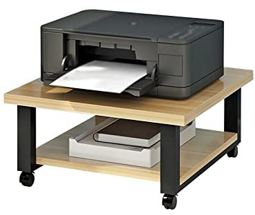 FUZHAOD Rollender Druckerwagen,Beweglicher Bodenstehender Multifunktionsdrucker Faxscanner Kopiererwagen,für Heimschlafzimmer Büro Schule(Size:50x40x28cm,Color:Nussbaum hell)