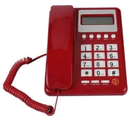 Telefono Fisso con Tasti Grandi Schermo Con display LCD per la visualizzazione del ID chiamante Per Casa Ufficio Hotel Cablato Per Anziani Colore Rosso N.B. NON HA NE IL MANUALE E IL VIVAVOCE!