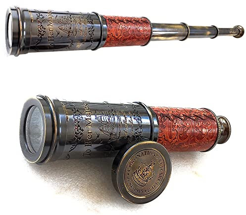 Piraten-Spyglass-Teleskop für Teenager, Kinder und Erwachsene, 50,8 cm, rustikale Vintage-Nachbildung von antikem Schiffskapitän Spyglass für Pfadfinder und Piraten Cosplay – 20-facher Zoom – Geschenk