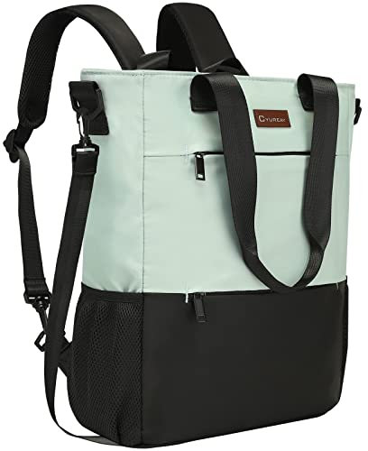 CYUREAY Convertible Laptop Backpack for Women, 15.6 Inch Travel Bags Work Business Backpacks Tote College Bookbag for School with USB Port, Large Capacity Nurse Bag Waterproof Casual Daypack, Green