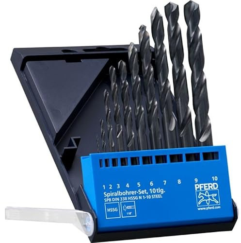 PFERD Spiralbohrer-Set STEEL, 10-tlg. | Ø 1-10 mm, HSS-G N, DIN 338, 118° | 25298001 - universell einsetzbar