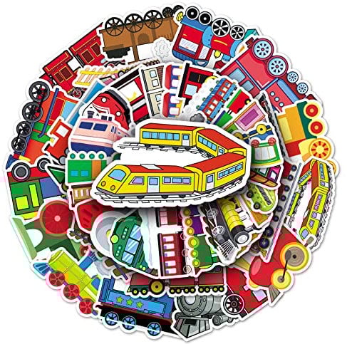 Bric Dodo 50 Stück Züge Aufkleber Auto Laptop Telefon Gitarre Skateboard Motorrad Fahrrad Trains Stickers Set Vinyl Wasserdicht Aesthetic Aufkleber für Jugendliche Kinder Erwachsene