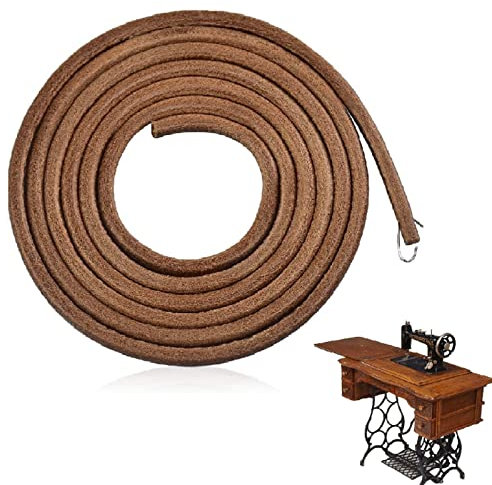 Nähmaschine Gürtel,Lederriemen Nähmaschine,Nähmaschine Riemen,Rund Leder Antriebsriemen, mit 1 Haken Lederband Nähmaschinengürtel für Vintage Home Pedal hausieren Typ Nähmaschine Ø5mm 1,83 Meter