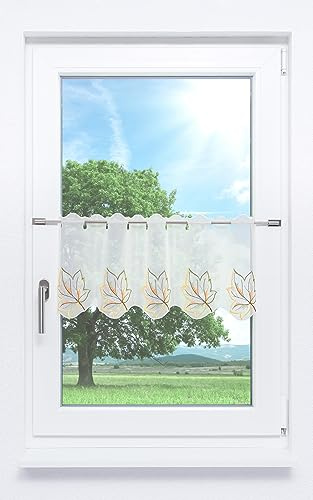 Plauener Spitze Scheibengardine Herbstblätter (Bx H) 160cm * 30cm orange/Multicolor