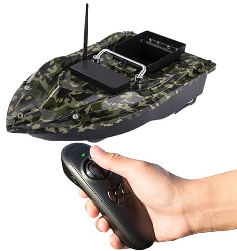 NYANS RC Bait Boat, Double Motor GPS Fishing Bait Boat, with 18000mah Rechargeable Battery, Maximum 1.5KG Load 500M Remote Control Distance,Camouflage
