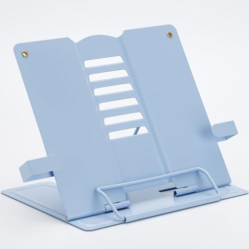 Buchständer Kinder, Leseständer Metall Leseständer Kochbuchhalter Uchständer Metall Faltbar Multifunktional Buchstutze Höhenverstellbar Klappbar Buchständer für Büro Schule Bibliothek Zuhause (Blau)