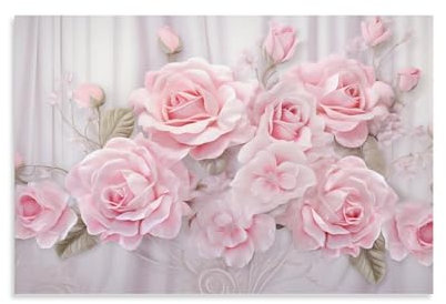 FOCCAR Moderne Rosa Rosen Gemälde auf Leinwand, Wandkunst, Blumenmuster, Wanddekoration für mehrere Räume