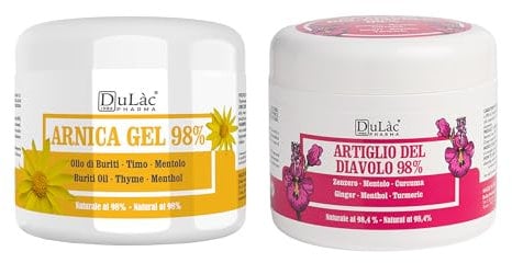 DuLàc, Teufelskralle 98% und Arnika Gel 98%, Körpercreme-Gel Set 2 x 500 ml, Geeignet Zur Massage Von Haut, Muskeln Und Gelenken, Dermatologisch Getestet, Nickelgetestet, Made in Italy, 1000 ml