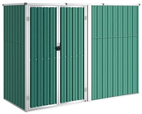 prissent Fahrradunterstand 225x89x161 cm Gartenhaus Metall Geräteschuppen Gerätehäuser Zur Aufbewahrung von Rasenmähern, Klappleitern, Fahrrädern usw Grün