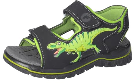 RICOSTA Jungen Sandalen Saurus, Kinder Sommerschuhe, Weite: Mittel, Blinklicht, Outdoorsandalen, Klettverschluss, schwarz/Acido (090), 30 EU