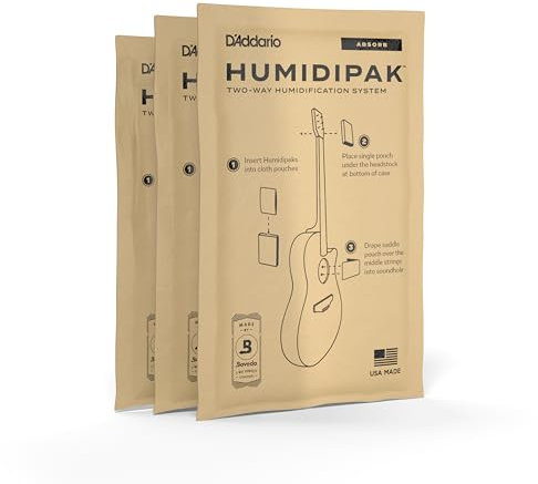 D'Addario Guitar Dehumidifier Packets - For Humidipak - Two-Way Absorb Replacement Packets - 3-Pack