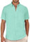 J.VER Men's Short Sleeve Linen Shirts Shrink Free Button Down Regular Fit Solid Shirt Casual Lightweight Summer Beach Vacation Shirts Tops with Pocket Mint Green L