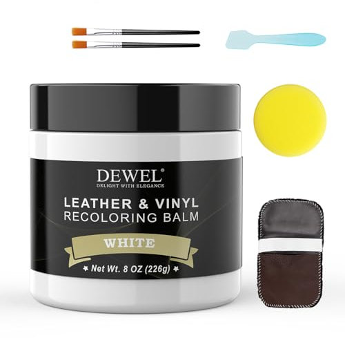 DEWEL Leder Reparatur Set Weiß 200g Auto Lederpflege Leder Farbbalsam Kunstleder Reparaturset für Leder Restaurierung Risse Löcher von Sofas Autos Jacken Schuhen