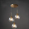 Lustres luxueux, lustre à suspension en boule de verre transparent/gris fumé/ambre, cluster de lumière industriel vintage en laiton à 3 lumières, plafonnier à douille E27 pour cuisine/transparent