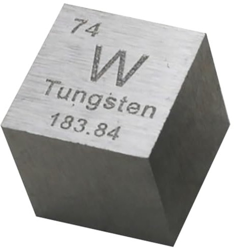 TIHONORI Wolframwürfel – 10 mm große Würfel aus reinen Metallelementen – lasergraviertes Würfelset mit hoher Dichte für eine Sammlung des Periodensystems der Elemente, Wolfram