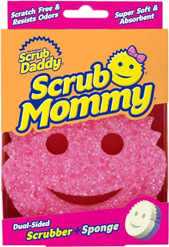 Scrub Daddy Scrub Mommy - Estropajo para cocina con cambio de textura, esponja para lavar platos sonriente sin arañazos, resistente a los olores