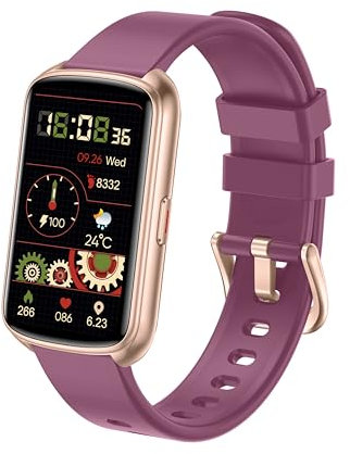 Runlio Fitness Tracker, 1.47'' TFT tracker with High Resolution Touch Screen and Thin Smart Band,5 ATM Waterproof Pedometer,Blood Oxygen Heart Rate Monitor, Android iOS Fitness Watch,Purple