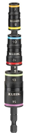 Klein Tools 32933M - Juego de vasos de impacto métricos 6 en 1, 3 vasos reversibles con tamaños de llave de tuercas de 7, 8, 10, 12, 13 y 14 mm, eje varilla de impacto de 12,7 cm