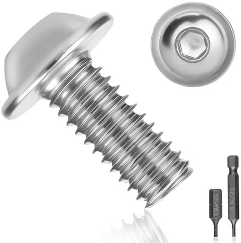 25 Pièces Vis M5 Boulon Inox M5x16mm Vis à Tête Poelier Bombée Avec Bride et Six Pans Creux A2 V2A Vis à Métaux Bouton Vis à Tête Hexagonale Acier Inoxydable Entièrement pour Génie Mécanique