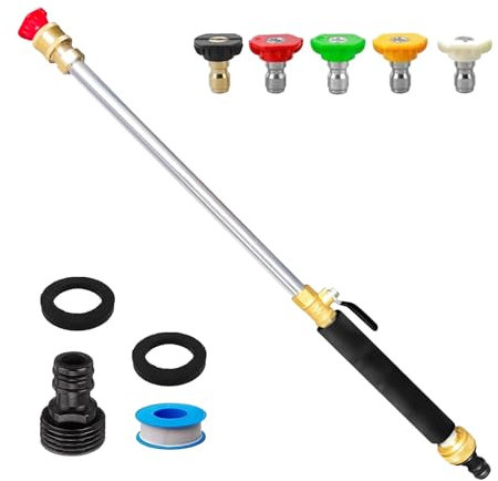 Jet Hochdruck-Hochdruckreiniger, Jet Nozzle Power Washer für Gartenschlauch mit 5 Jet Nozzle, Waterjet Hochdruck Lanze Dreckfräser für Gartenschlauch Auto Hausgarten Fensterreinigungsglas