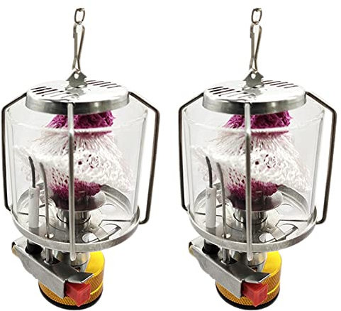 Janasiba 2X Außen Camping Gaslaterne Tragbare Mini Gas Licht Zelt Lampe Fackel Hänge Lampe für Camping Wandern